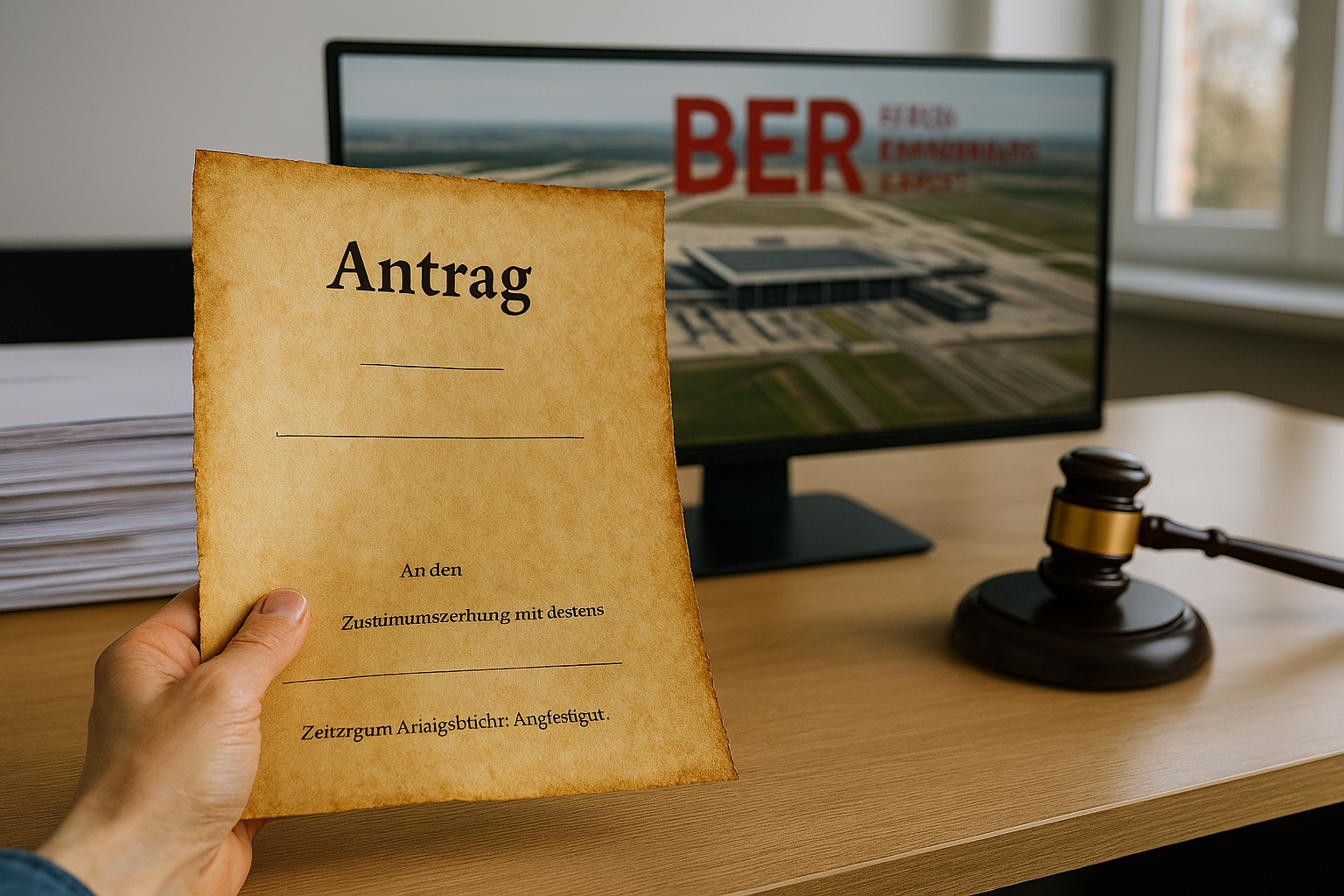 Antrag auf Baugenehmigung für neuen Flughafen jetzt auch als Pergamentrolle einreichbar